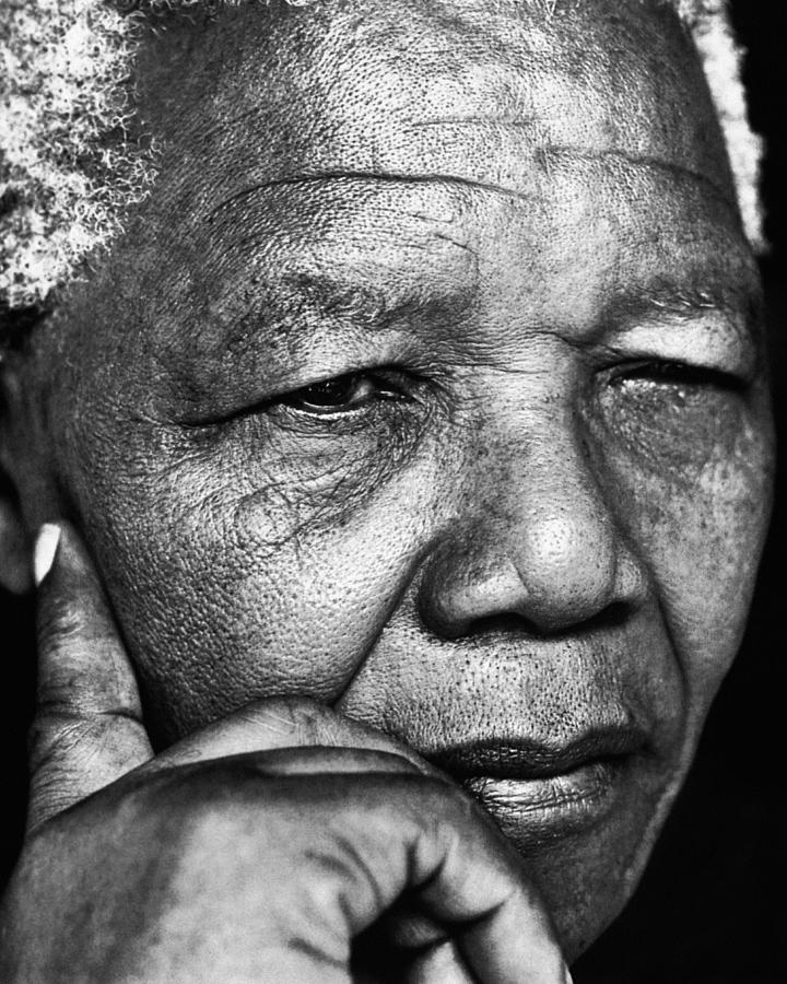 Nelson Mandela Photograph - Close-up Of Nelson Mandela by Globe Photos