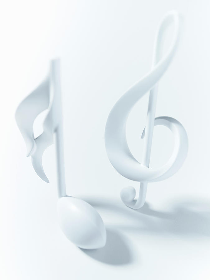 Music Photograph - Close Up Of Semiquaver And Treble Clef by Adam Gault
