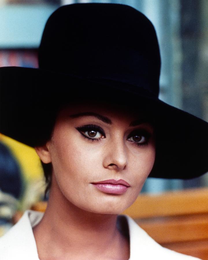 Close-up Of Sophia Loren Wearing Hat Photograph by Globe Photos - Fine ...