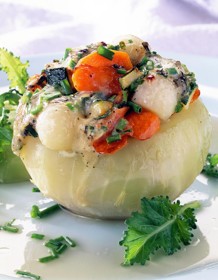 Close-up Of Stuffed Kohlrabi With Carrots Photograph by Jalag / Uwe ...