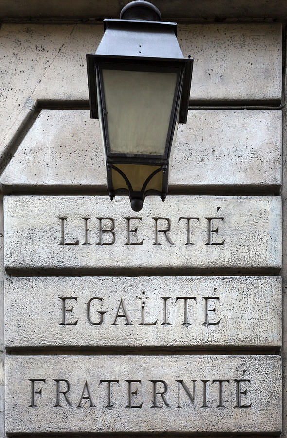 Close Up Of Wall Inscribed Liberte, Egalite, Fraternite, Paris, France ...