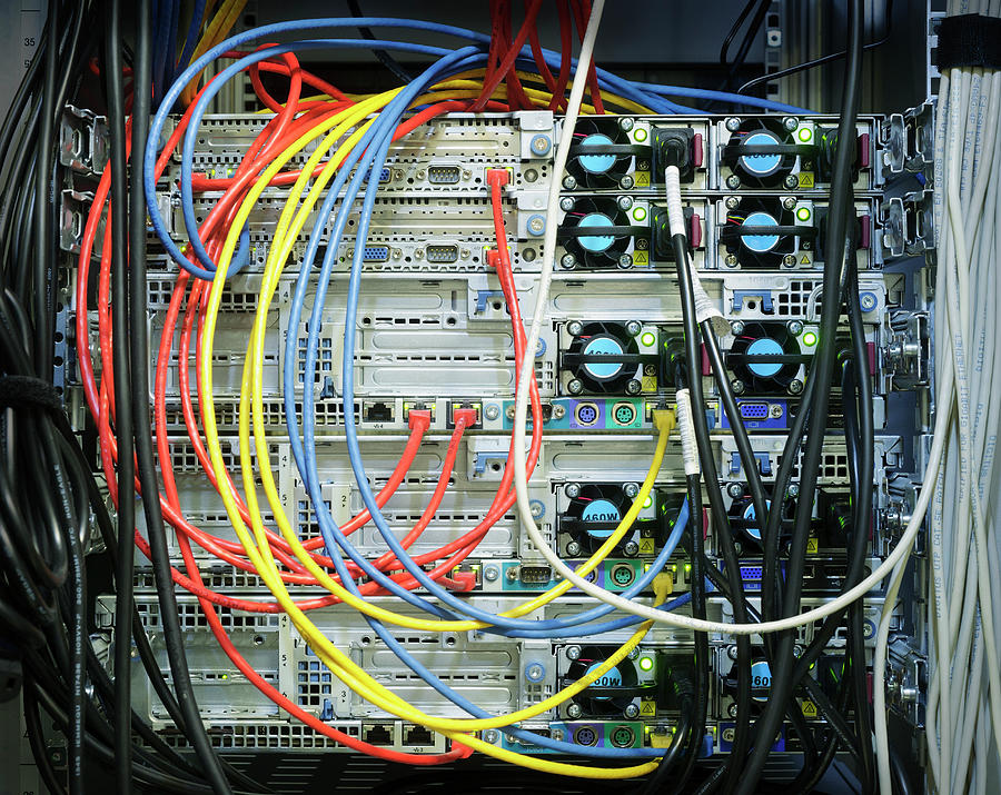 Close Up Of Wires On Server Photograph by Mischa Keijser