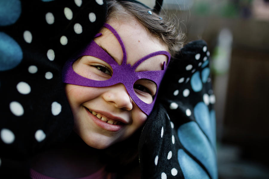 Close Up Of Young Girl In Dress Up Photograph by Cavan Images - Fine ...