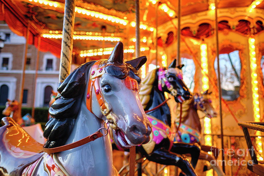 Close Up View Of Horses On A Classic Carousel Photograph