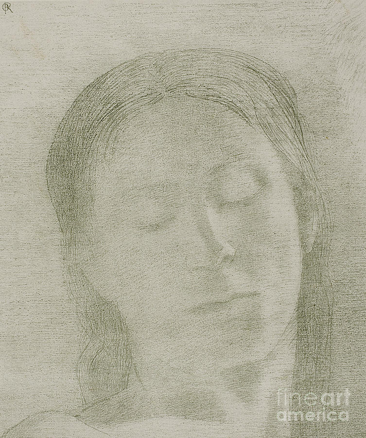 Closed Eyes, 1890 by Odilon Redon Drawing by Odilon Redon