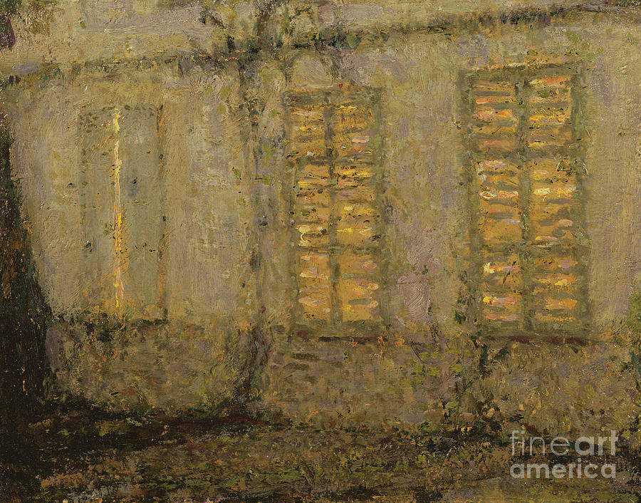 Closed Shutters, Moonlight, Gerberoy, Circa 1932 Painting By Henri 