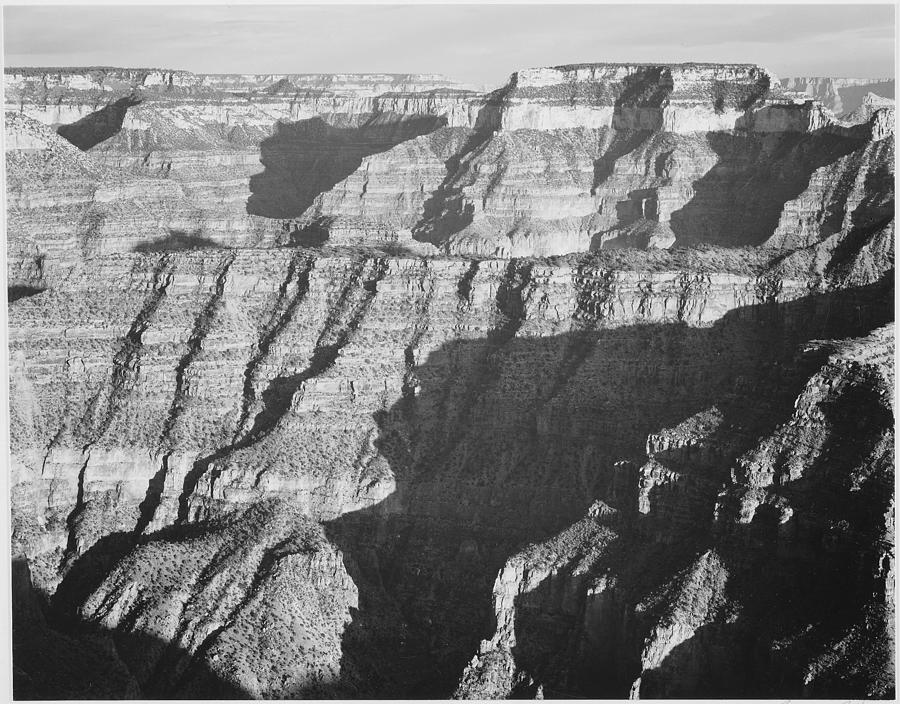 Closer view of cliff formation Grand Canyon from North Rim 1941 Arizona. 1941 Painting by Ansel Adams