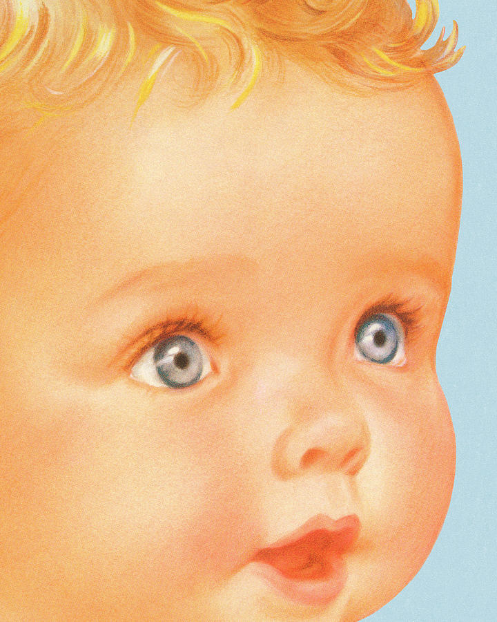 Vintage Drawing - Closeup of a Baby Face by CSA Images