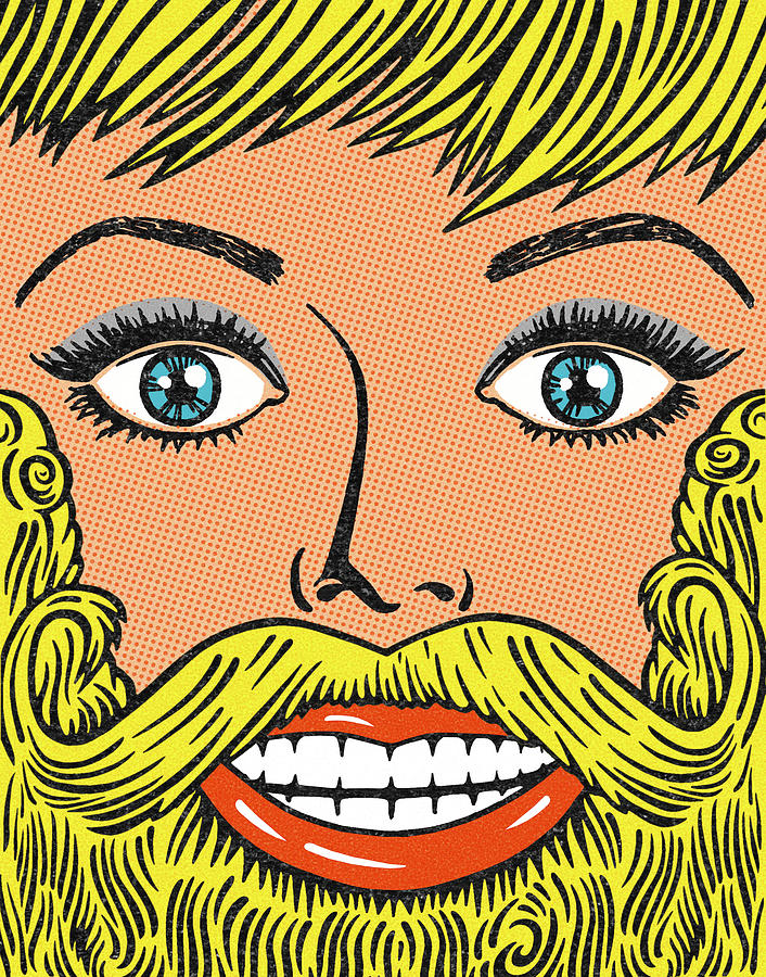 Vintage Drawing - Closeup of a Blond with Mustache and Beard by CSA Images