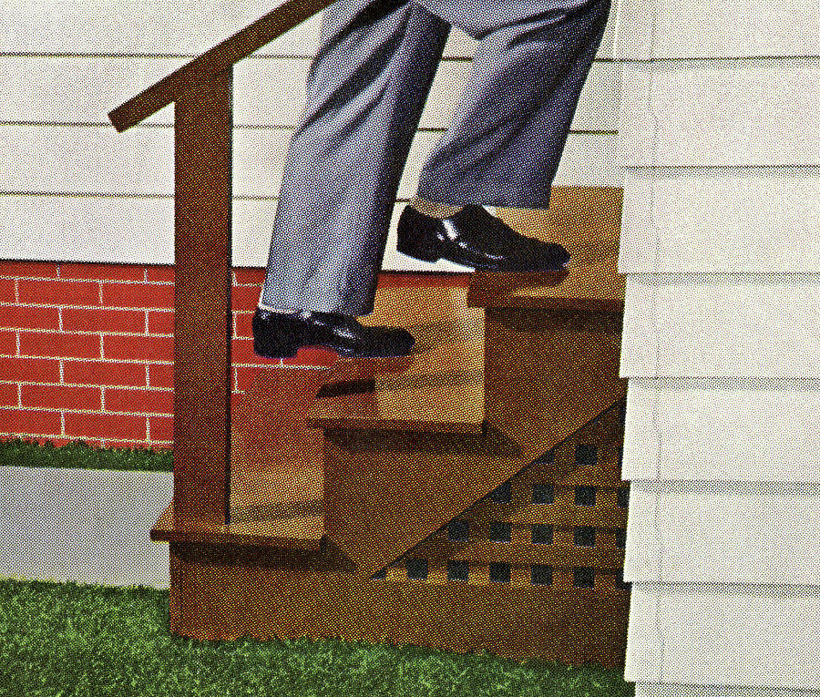 Up Movie Drawing - Closeup of a Man Walking Up Steps by CSA Images
