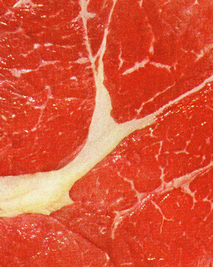 Vintage Drawing - Closeup of a Piece of Steak by CSA Images