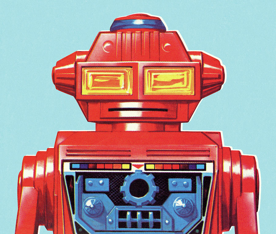 Science Fiction Drawing - Closeup of a Red Robot by CSA Images