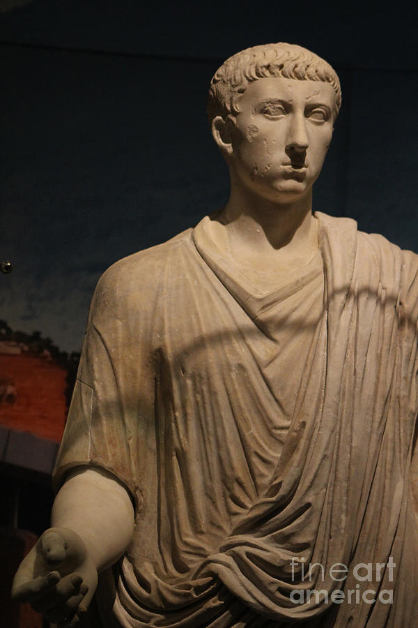 Closeup of Marble Statue of Man Pompeii Exhibit 2 Photograph by Colleen Cornelius