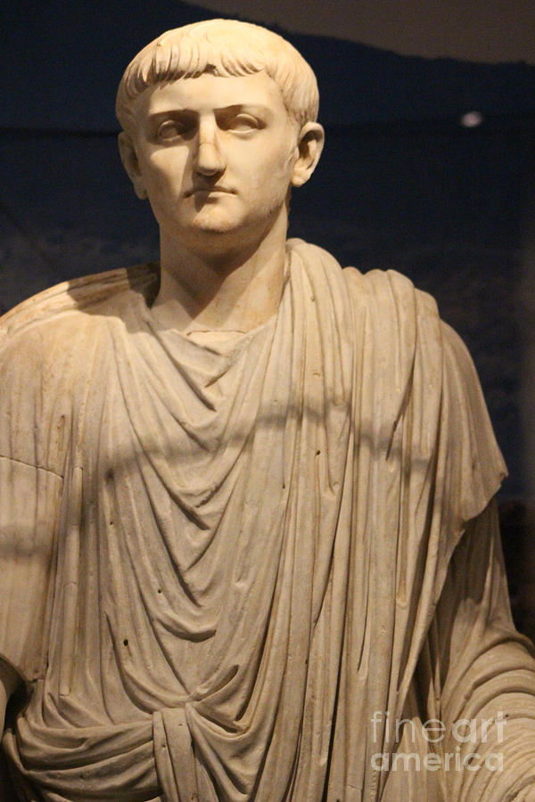 Closeup of Marble Statue of Man Pompeii Exhibit Photograph by Colleen Cornelius
