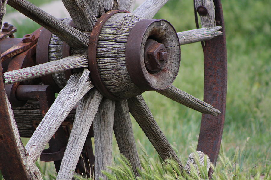 Closeup Of Vintage Wagon Wheel Photograph
