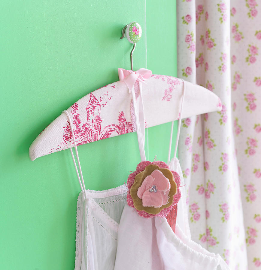 Clothes Hanger Covered With Toile-de-jouy Fabric And Fabric Flower Photograph by Flowers & Green