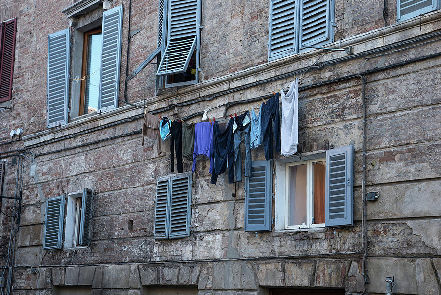 Architecture Digital Art - Clothes Hanging From Apartment Building by Howard Bartrop