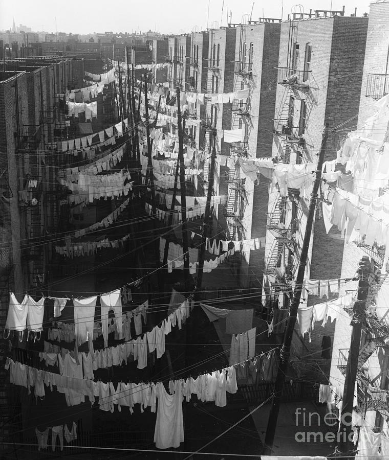 Clotheslines In Alley Photograph by Bettmann