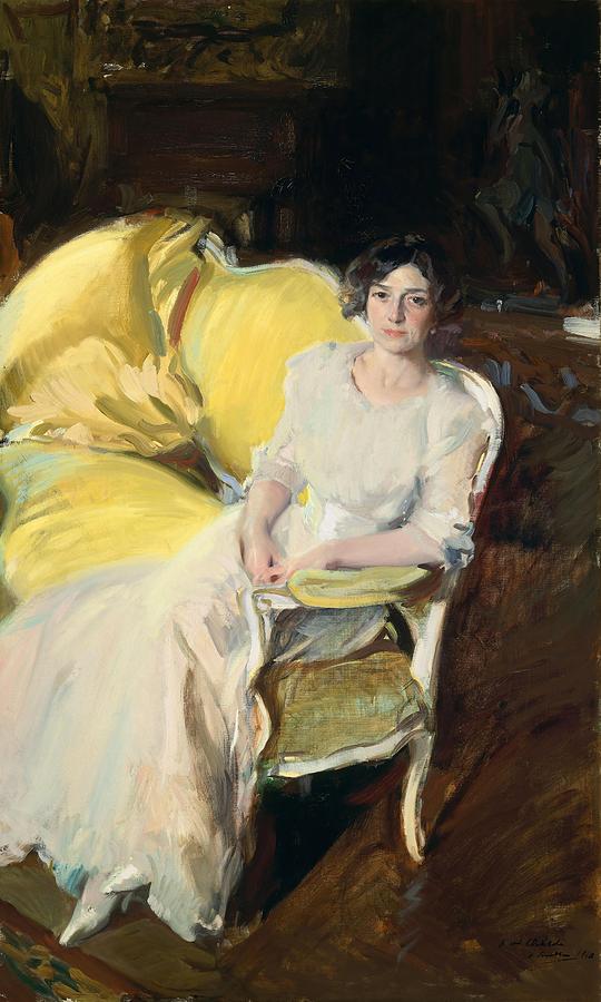 Clotilde Sitting on the Sofa, 1910, Oil on canvas, 180 x 110 cm. Joaquin Sorolla . Painting by Joaquin Sorolla -1863-1923-