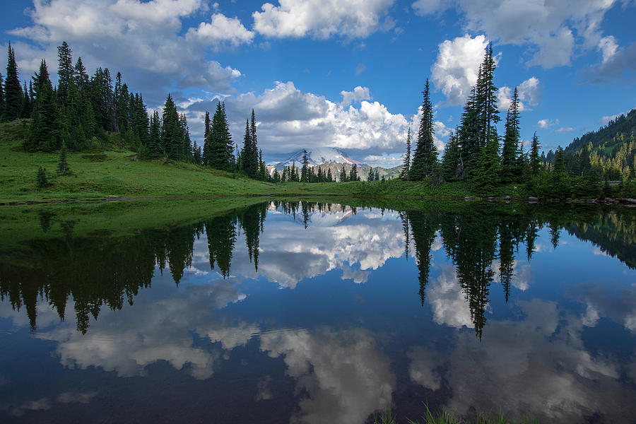 Mount Rainier National Park Photograph - Cloud Reflections at Lake Tipsoo 2 by Lynn Hopwood