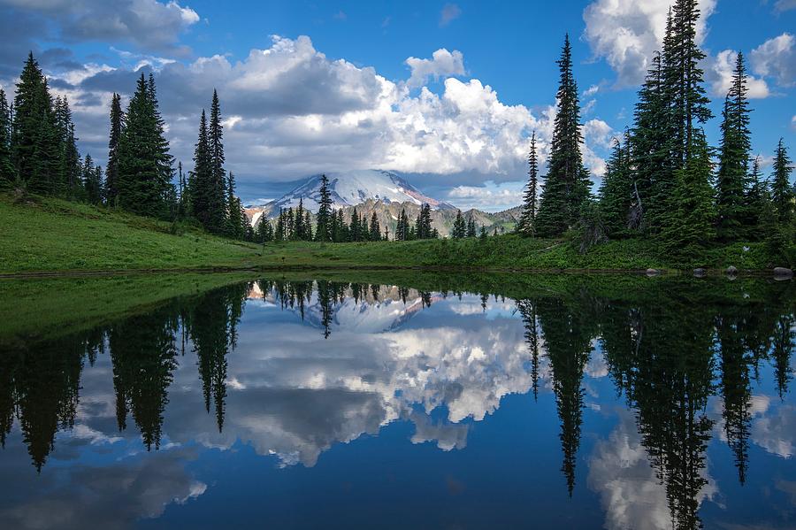Cloud reflections at Lake Tipsoo Photograph by Lynn Hopwood