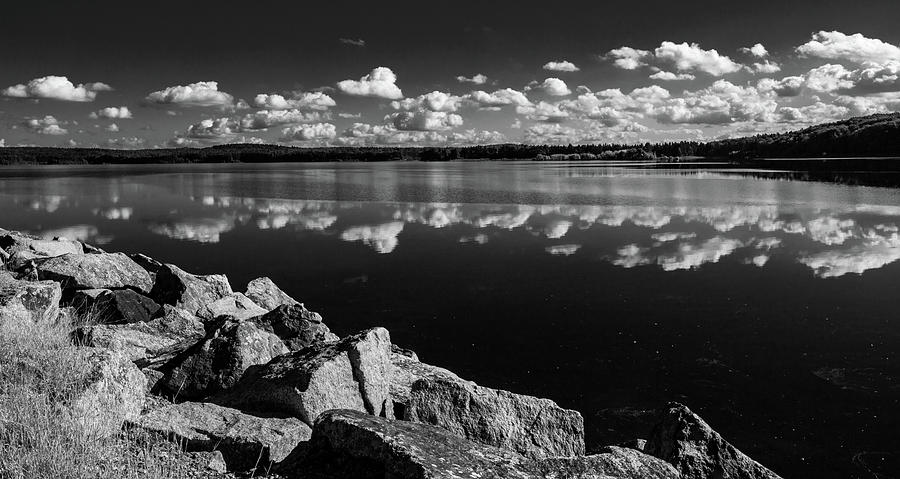 Reflection Photograph - Cloud Reflections Wachusett Reservoir 2 by Michael Saunders