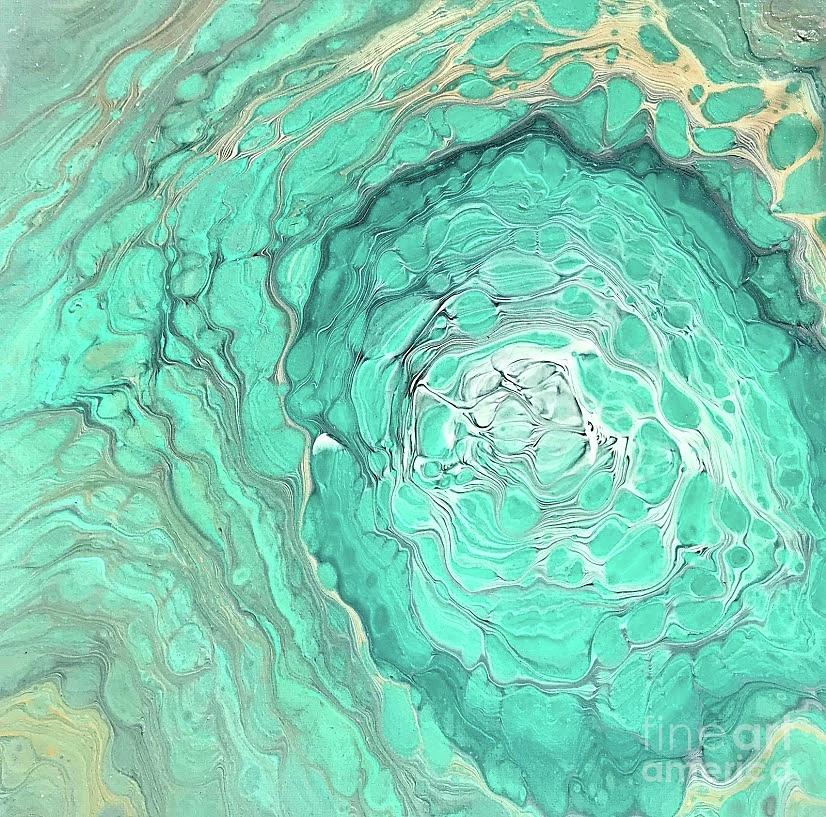 Cloud ring pour green Painting by Linda Gustafson-Newlin
