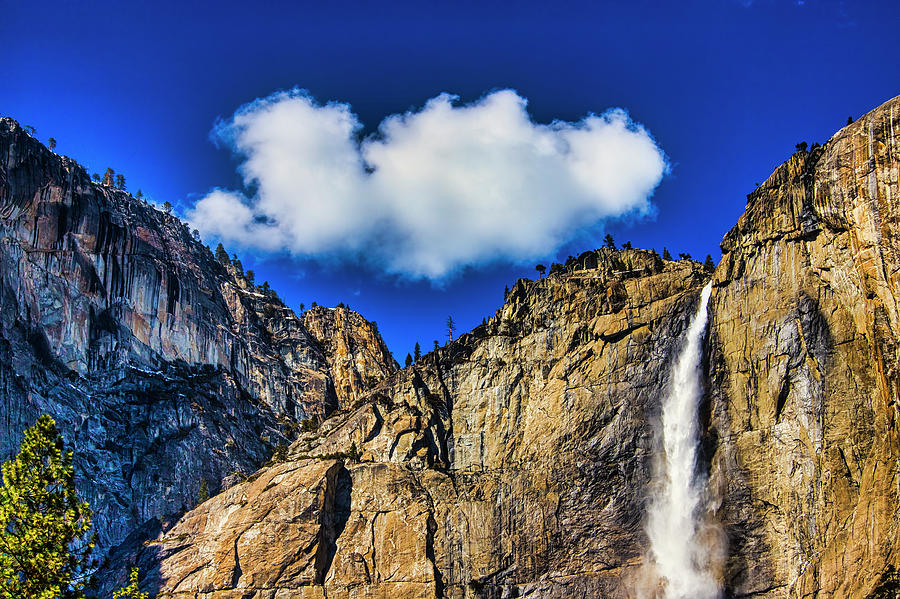 Clouds Abover Upper Yosemite Fall Photograph by Garry Gay