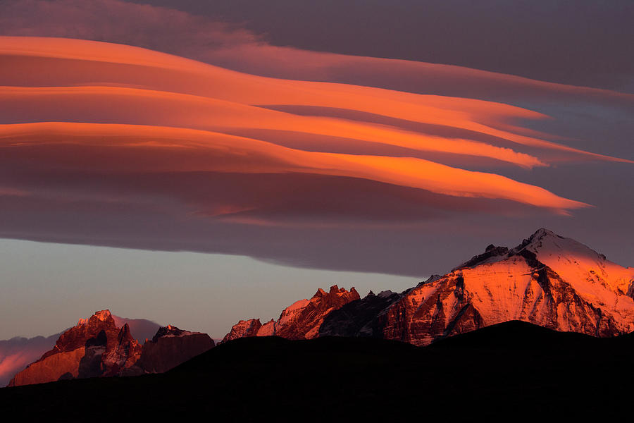 Clouds At Sunrise Over Torres Del Paine Photograph by Sebastian Kennerknecht