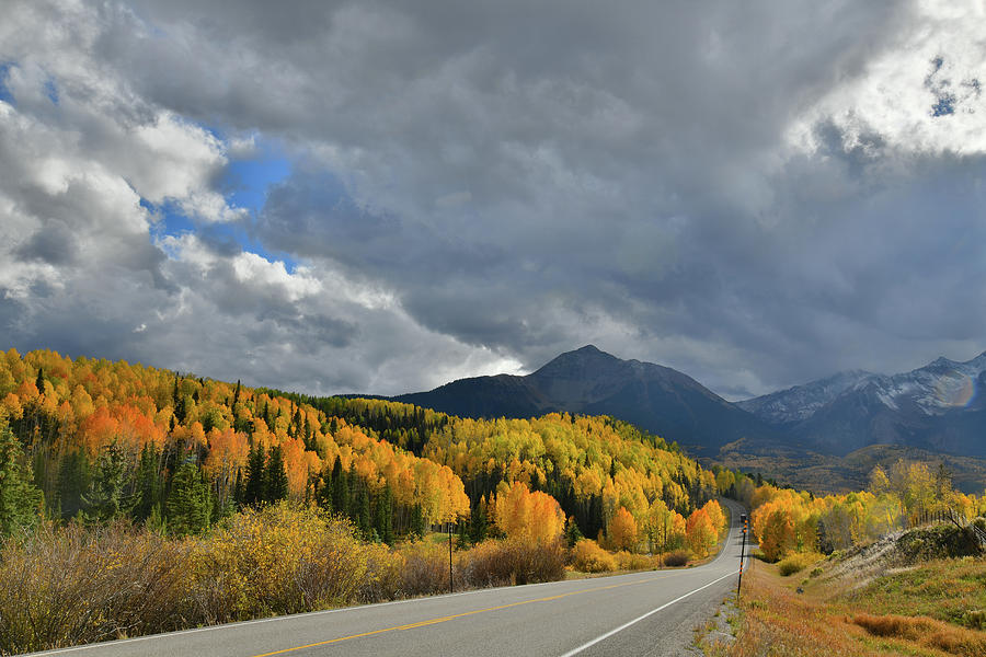Clouds Breaking over Sunshine Mountain Light Golden Aspens Photograph by Ray Mathis