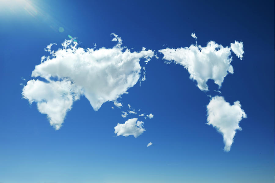 Clouds Forming Heart World Map In Sky Photograph by Yuji Sakai