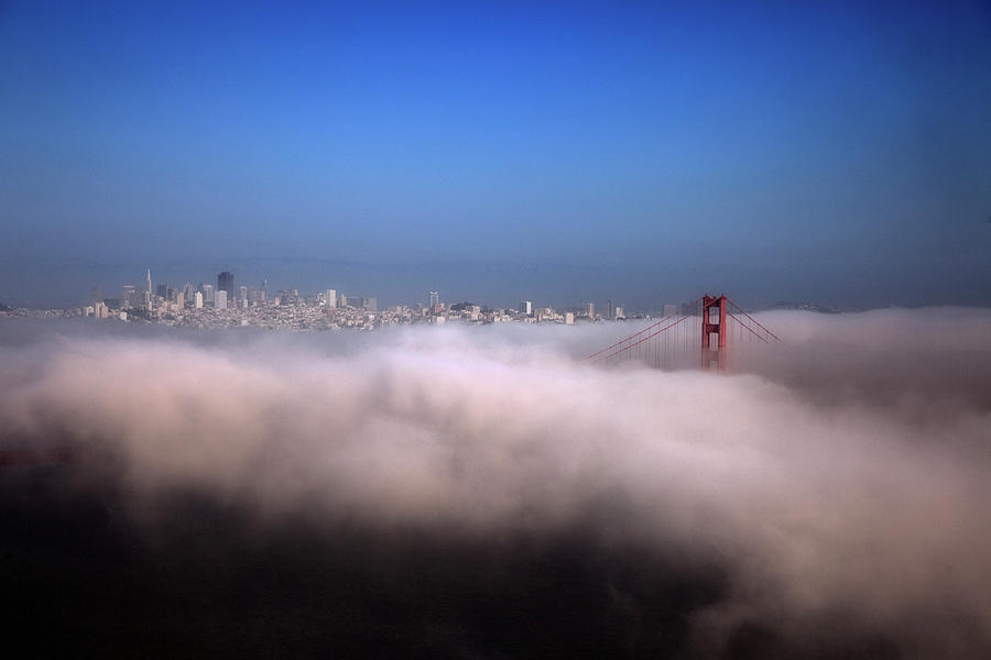 Clouds & Golden Gate Bridge, Ca Digital Art by Anna Serrano