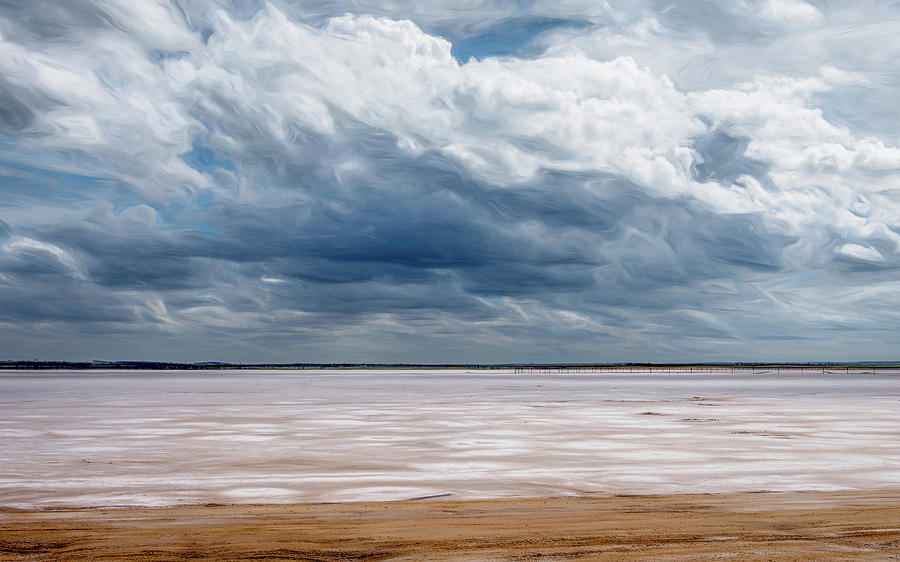 Clouds Loom Over the Oklahoma Salt Plains Photograph by Debra Martz