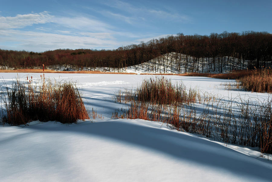 Winter Photograph - Clouds Over Frozen Pond With Snow by Anthony Paladino