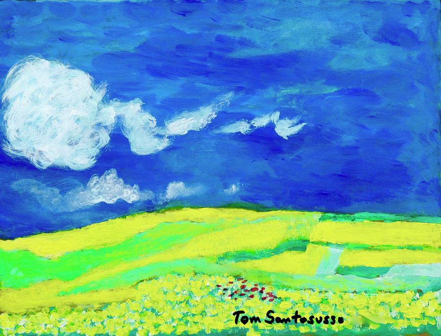 Clouds Over Wheat Field After van Gogh Painting by Thomas Santosusso