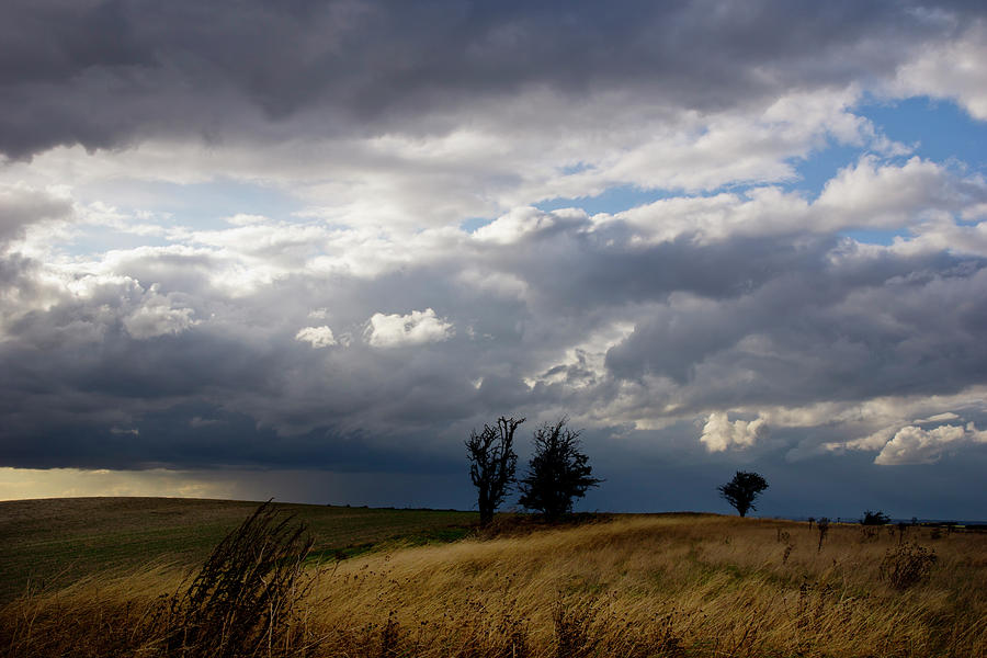 Nature Photograph - Clouds Scud Over A Bleak Hertfordshire by Charles Bowman