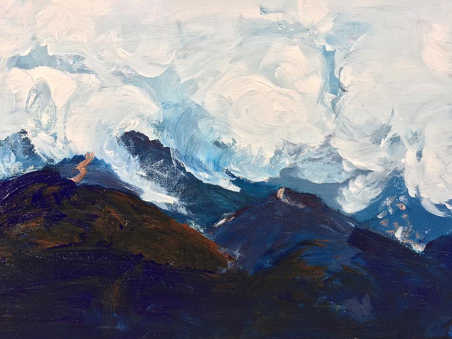 Clouds Touching Hills Painting by Danielle Rosaria