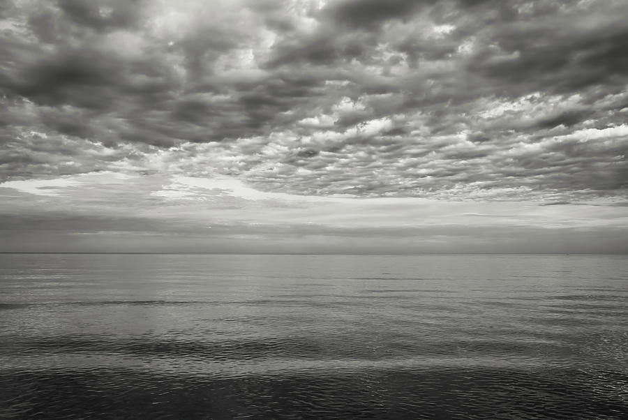Clouds Photograph - Cloudscape Over Sea B&w by Anthony Paladino