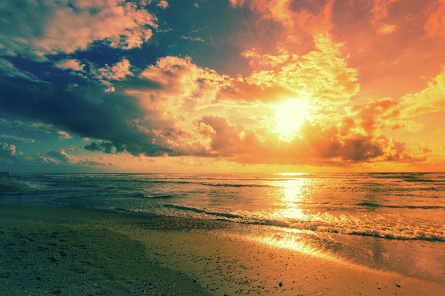 Cloudy Beach Sunset Photograph by Veronika Limonov