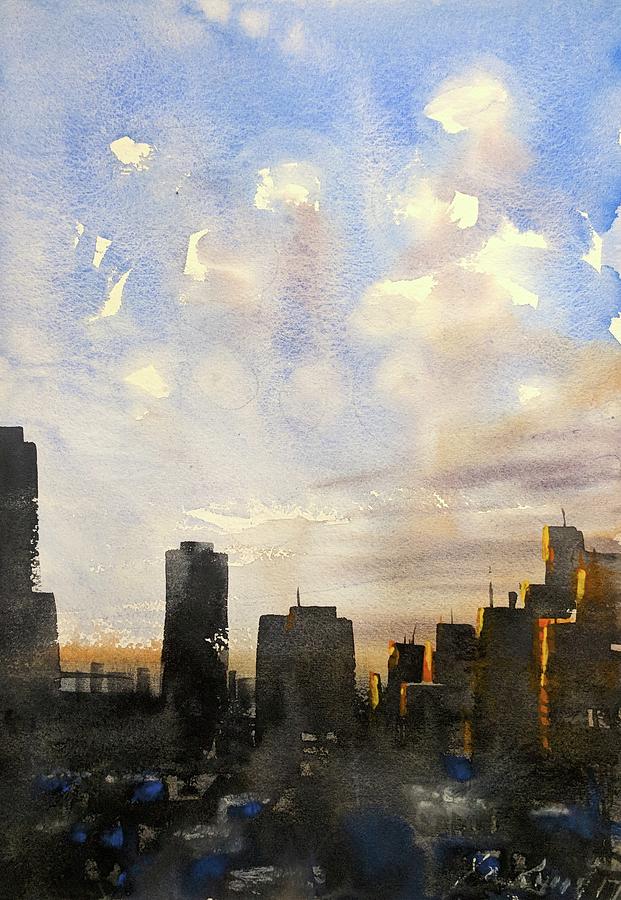 Cloudy Chicago Sunrise Painting
