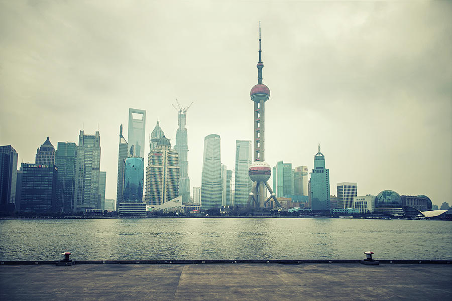 Cloudy Pudong Photograph by Andy Brandl
