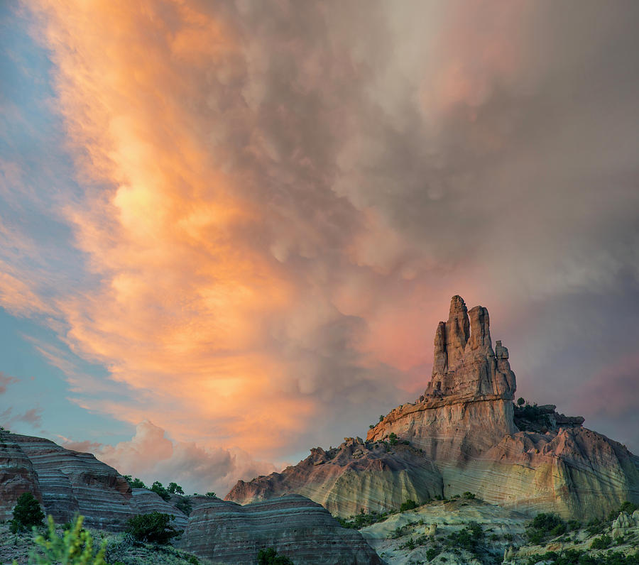 Cloudy Sky Over Church Rock, Red Rock State Park, New Mexico Photograph by Tim Fitzharris