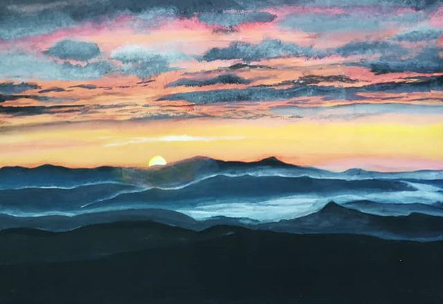 cloudy sunset painting