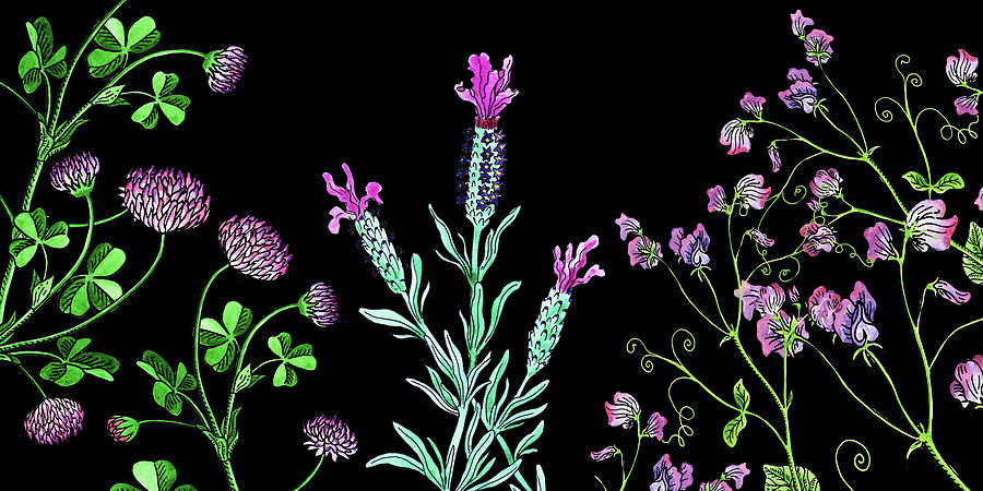 Clover Lavender And Sweet Pea Wildflowers Painting by Irina Sztukowski