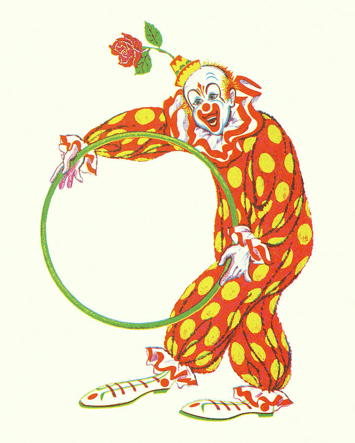 Vintage Drawing - Clown Holding a Hoop by CSA Images