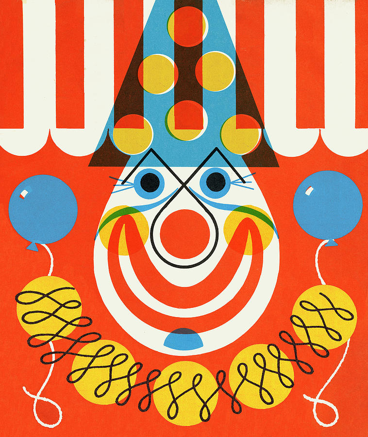 Abstract Drawing - Clown Holding Two Balloons by CSA Images