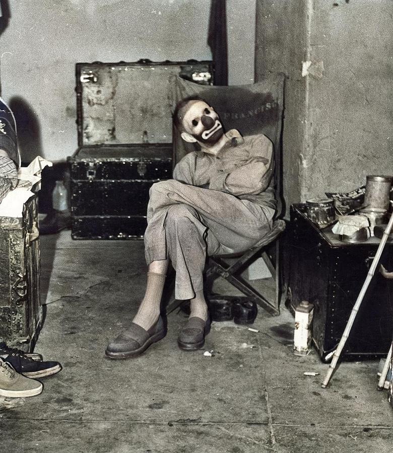 clown in chair colorized by Ahmet Asar Painting
