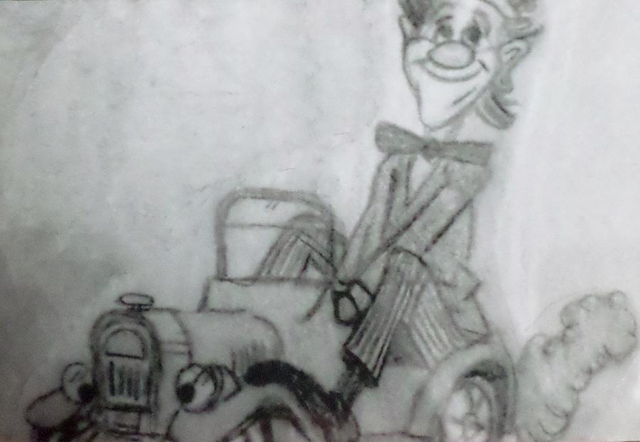 Clown On A Jeep Drawing