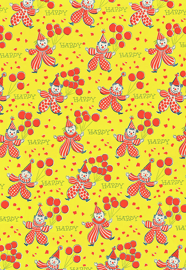 Vintage Drawing - Clown pattern by CSA Images