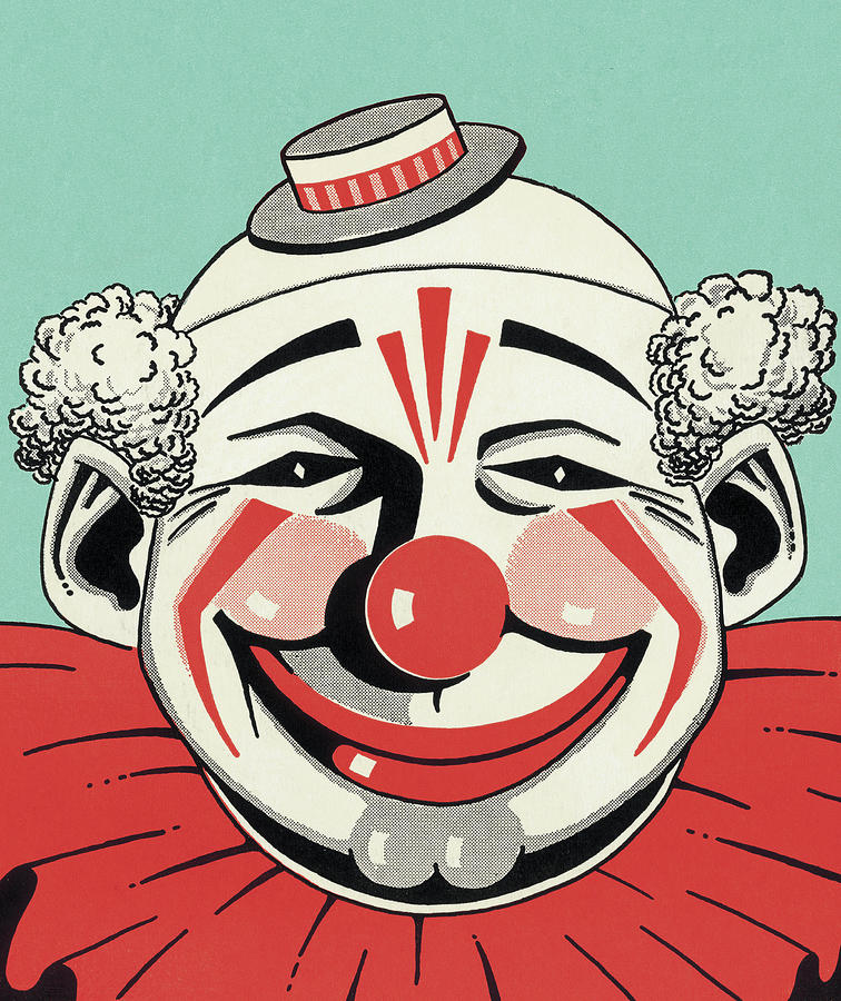 Clown Wearing Tiny Hat Drawing by CSA Images - Fine Art America